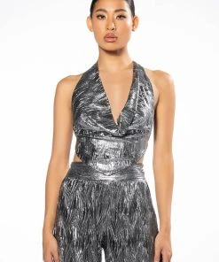 ABOVE ALL METALLIC CROP TOP 10 ABOVE ALL METALLIC CROP TOP -akira shop above all metallic crop top silver 3 3