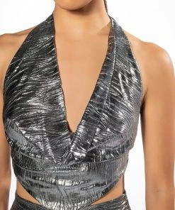 ABOVE ALL METALLIC CROP TOP 13 ABOVE ALL METALLIC CROP TOP -akira shop above all metallic crop top silver 6 6