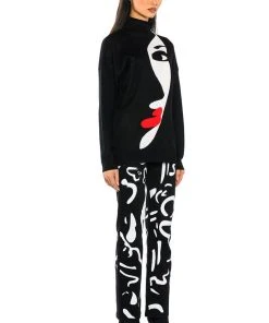 ABSTRACT PAINTED HIGH WAISTED WIDE LEG JEAN -akira shop abstract painted high waisted wide leg jean black 3 3