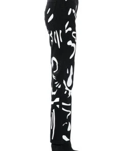 ABSTRACT PAINTED HIGH WAISTED WIDE LEG JEAN -akira shop abstract painted high waisted wide leg jean black 6 6