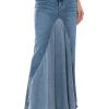 ADDED FLARE FRONT PLEAT MAXI SKIRT -akira shop added flare front pleat maxi skirt light blue denim 1 1