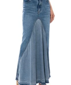 ADDED FLARE FRONT PLEAT MAXI SKIRT