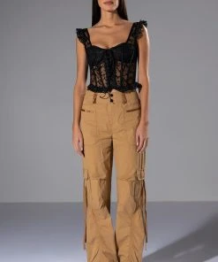 ALL IN A DAYS WORK HIGH RISE CARGO PANT -akira shop all in a days work high rise cargo pant light brown 3 3 c1