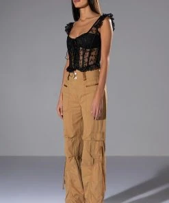 ALL IN A DAYS WORK HIGH RISE CARGO PANT -akira shop all in a days work high rise cargo pant light brown 4 4 c1