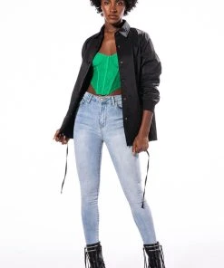 ALL OVER LACE UP BACK SKINNY JEANS -akira shop all over lace up back skinny jeans light blue denim 4 4 c1 c1