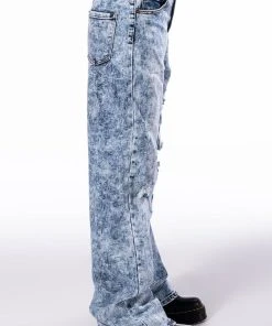 ALWAYS FIRST STRAIGHT FIT ACID WASH JEANS -akira shop always first straight fit acid wash jeans medium blue denim 4 4