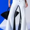 ALWAYS ON FAUX LEATHER CONTRAST TROUSER -akira shop always on faux leather contrast trouser white black 1 1