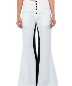 ALWAYS ON FAUX LEATHER CONTRAST TROUSER -akira shop always on faux leather contrast trouser white black 3 3