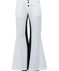 ALWAYS ON FAUX LEATHER CONTRAST TROUSER -akira shop always on faux leather contrast trouser white black 5 5