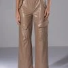 ALWAYS WINNING FAUX LEATHER CARGO PANTS IN BEIGE -akira shop always winning faux leather cargo pants in beige beige 1 1