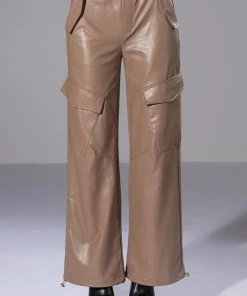 ALWAYS WINNING FAUX LEATHER CARGO PANTS IN BEIGE 14 ALWAYS WINNING FAUX LEATHER CARGO PANTS IN BEIGE -akira shop always winning faux leather cargo pants in beige beige 5 5