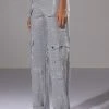 AMMO BONNE SOIREE RHINESTONE CARGO PANTS -akira shop ammo bonne soiree rhinestone cargo pants grey 1 1