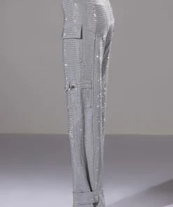 AMMO BONNE SOIREE RHINESTONE CARGO PANTS -akira shop ammo bonne soiree rhinestone cargo pants grey 5 5