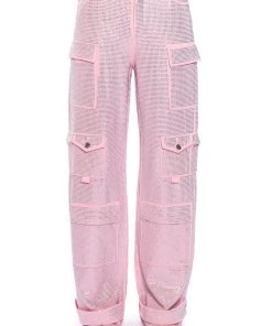AMMO BONNE SOIREE RHINESTONE CARGO PANTS IN PINK -akira shop ammo bonne soiree rhinestone cargo pants pink 6 6