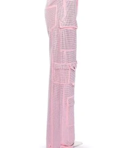 AMMO BONNE SOIREE RHINESTONE CARGO PANTS IN PINK -akira shop ammo bonne soiree rhinestone cargo pants pink 7 7