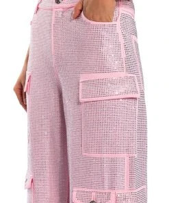 AMMO BONNE SOIREE RHINESTONE CARGO PANTS IN PINK -akira shop ammo bonne soiree rhinestone cargo pants pink 9 9