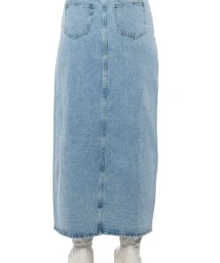 ANGELICA DENIM MIDI OPEN SLIT SKIRT -akira shop angelica denim midi open slit skirt light blue denim 9 9