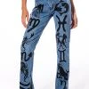ASTROLOGICAL PRINTED HIGH RISE STRAIGHT LEG JEAN -akira shop astrological printed high rise straight leg jean medium blue denim 1 1