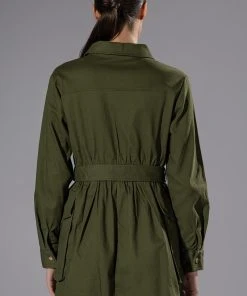 ATTENTION CARGO LONG SLEEVE MINI DRESS -akira shop attention cargo long sleeve mini dress olive 6 6