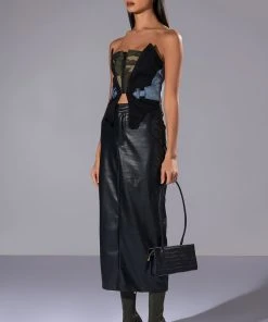 AVIATOR CAMO AND DENIM CORSET TOP -akira shop aviator camo and denim corset top green multi 5 5