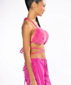 SUCH A DOLL FAUX FUR BRALETTE -akira shop barbz faux fur bralette pink 5 5