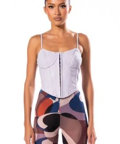 BE ABOUT IT SLEEVELESS FAUX LEATHER CORSET -akira shop be about it sleeveless faux leather corset light purple 3 3