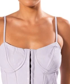 BE ABOUT IT SLEEVELESS FAUX LEATHER CORSET -akira shop be about it sleeveless faux leather corset light purple 6 6