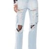 BE REAL DISTRESSED CARGO HIGH RISE JEANS -akira shop be real distressed cargo high rise jeans light blue denim 1 1