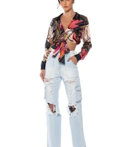 BE REAL DISTRESSED CARGO HIGH RISE JEANS -akira shop be real distressed cargo high rise jeans light blue denim 3 3