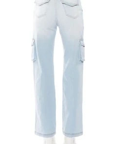 BE REAL DISTRESSED CARGO HIGH RISE JEANS -akira shop be real distressed cargo high rise jeans light blue denim 7 7