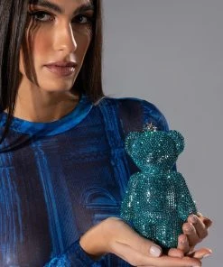 BEARRY CUTE RHINESTONE CLUTCH -akira shop bearry cute rhinestone clutch blue 1 1 c1