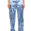 BEAUTY RAINS SATIN CARGO PANTS -akira shop beauty rains satin cargo pants light blue 1 1 c1