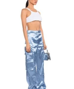 BEAUTY RAINS SATIN CARGO PANTS 13 BEAUTY RAINS SATIN CARGO PANTS -akira shop beauty rains satin cargo pants light blue 4 4 c1