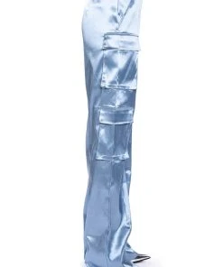 BEAUTY RAINS SATIN CARGO PANTS 15 BEAUTY RAINS SATIN CARGO PANTS -akira shop beauty rains satin cargo pants light blue 7 7 c1