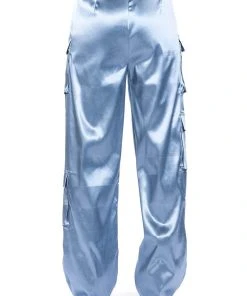 BEAUTY RAINS SATIN CARGO PANTS 16 BEAUTY RAINS SATIN CARGO PANTS -akira shop beauty rains satin cargo pants light blue 8 8