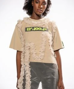BEIGE RUFFLE TSHIRT