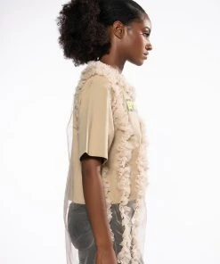 BEIGE RUFFLE TSHIRT -akira shop beige ruffle tshirt beige 4 4 c1