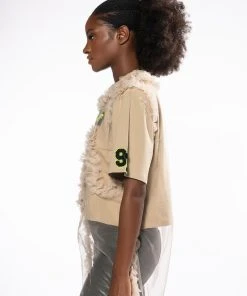 BEIGE RUFFLE TSHIRT -akira shop beige ruffle tshirt beige 5 5 c1