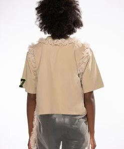 BEIGE RUFFLE TSHIRT -akira shop beige ruffle tshirt beige 6 6 c1