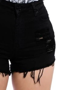 BELLA VITA DISTRESSED DENIM SHORT -akira shop bella vita distressed denim short black denim 8 8 c1