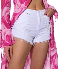 BELLA VITA DISTRESSED DENIM SHORT -akira shop bella vita distressed denim short white denim 9 9 c1