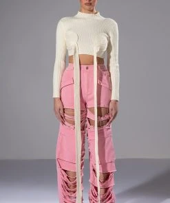 BESTIES FAVORITE DISTRESSED CARGO PANTS -akira shop besties favorite distressed cargo pants pink 3 3