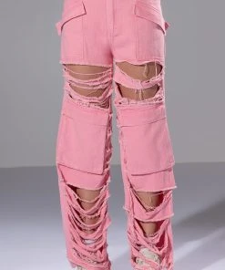 BESTIES FAVORITE DISTRESSED CARGO PANTS -akira shop besties favorite distressed cargo pants pink 5 5