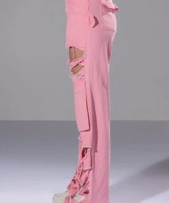 BESTIES FAVORITE DISTRESSED CARGO PANTS -akira shop besties favorite distressed cargo pants pink 6 6