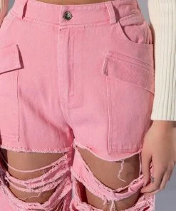 BESTIES FAVORITE DISTRESSED CARGO PANTS -akira shop besties favorite distressed cargo pants pink 8 8