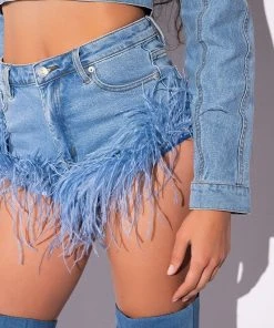 BIG ENERGY FEATHER JEAN SHORT -akira shop big energy feather jean short light blue denim 8 8