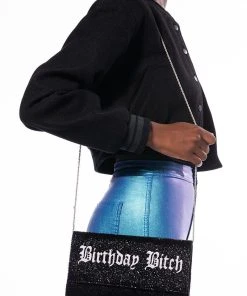 BIRTHDAY BITCH BEADED CLUTCH -akira shop birthday bitch beaded clutch black 1 1