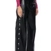BLESSED MESS SIDE SNAP FAUX LEATHER PANTS -akira shop blessed mess side snap faux leather pants black 1 1