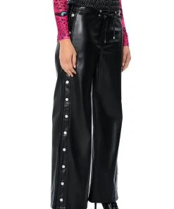 BLESSED MESS SIDE SNAP FAUX LEATHER PANTS