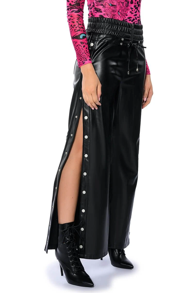 BLESSED MESS SIDE SNAP FAUX LEATHER PANTS 4 BLESSED MESS SIDE SNAP FAUX LEATHER PANTS - Image 2